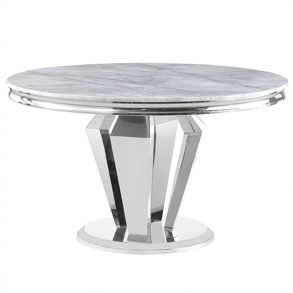Silver Faux Marble Pedestal Round Dining Table N129726
