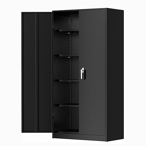 72” Black Metal Storage Cabinet with Lock Y1723