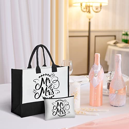 24 Pcs Black White Canvas Tote Bag Set D33751