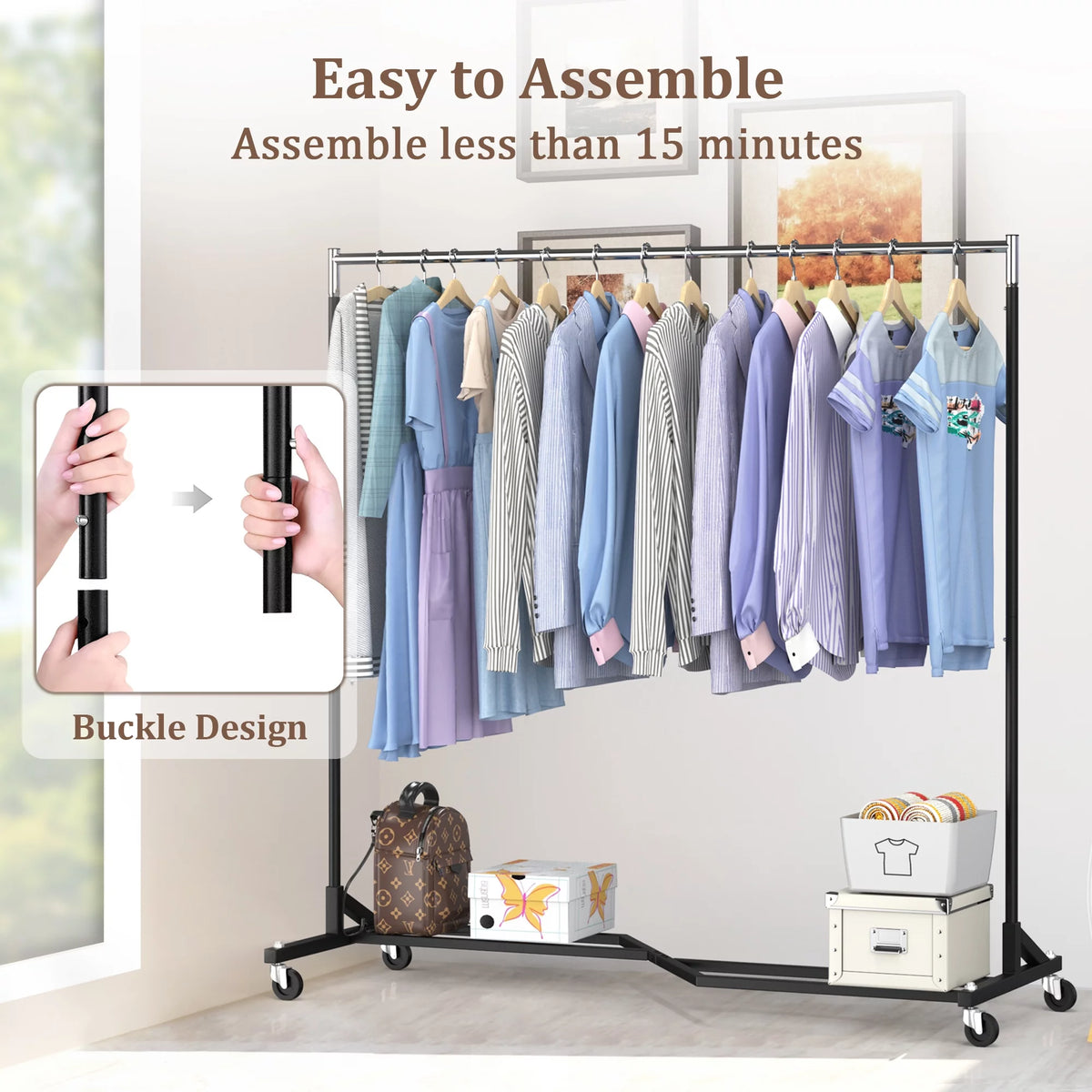 400 lbs Heavy Duty Rolling Garment Rack with Wheels T462