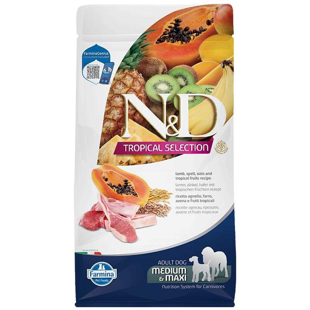 Dry Dog Food Lamb Spelt Oats and Tropical Fruits Adult Medium & Maxi B263
