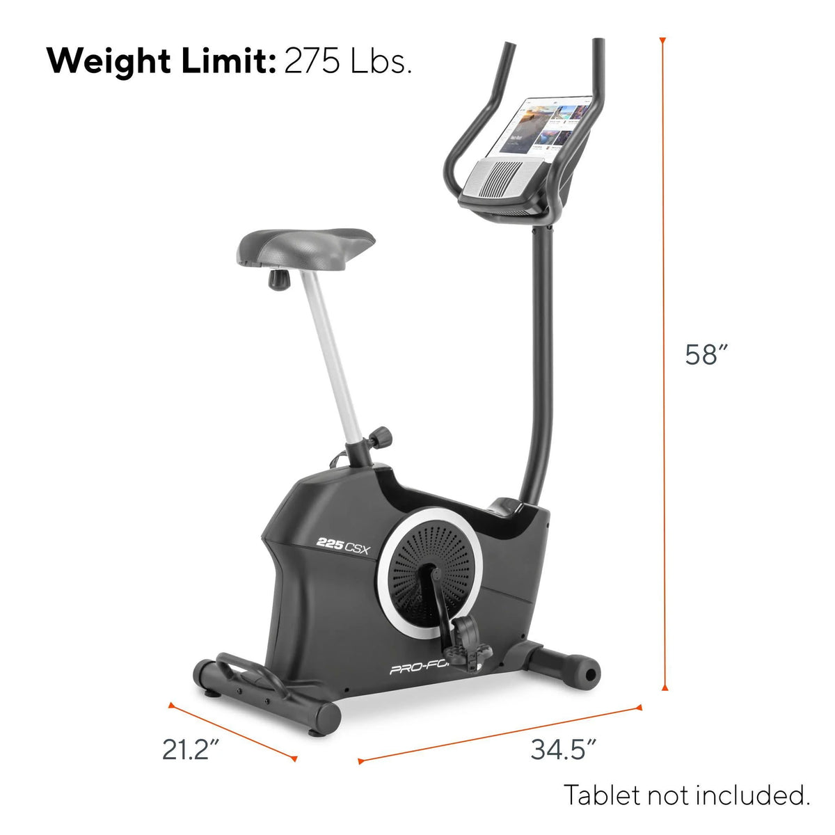 Recumbent Exercise Bike with Display and Tablet Holder I56859