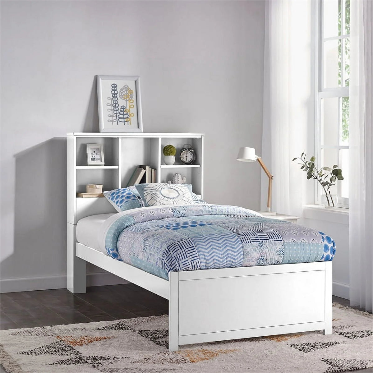 White Wood Bookcase Twin Bed O61641