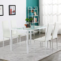 5 Pieces Dining Set Glass Table PU Leather Chair White P446632