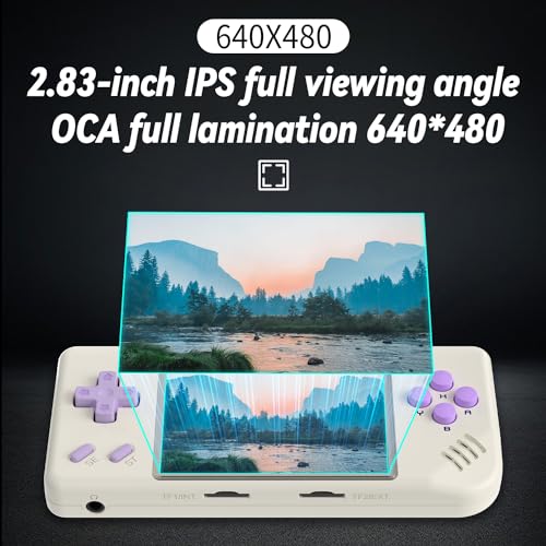 Handheld Game Console Retro 2.83-inch Screen Video Game Player 64G TF Card 3100mAh Battery Black Transparent A858486