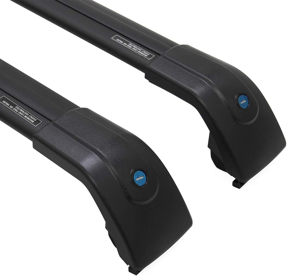 Black Adjustable Lockable Roof Rack Side Rails Cross Bars R883896