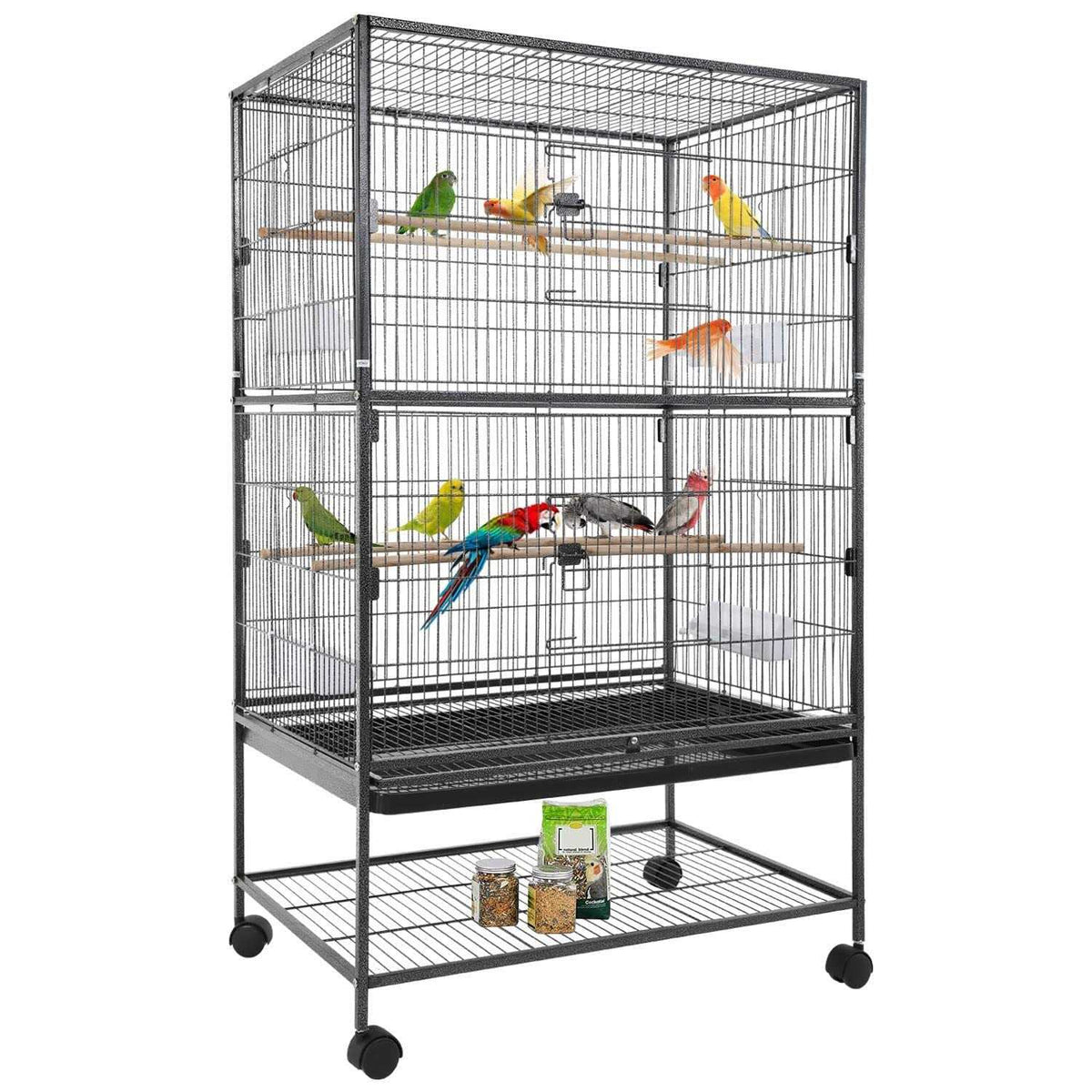35-inch Wrought Iron Bird Cage with Rolling Stand M885953