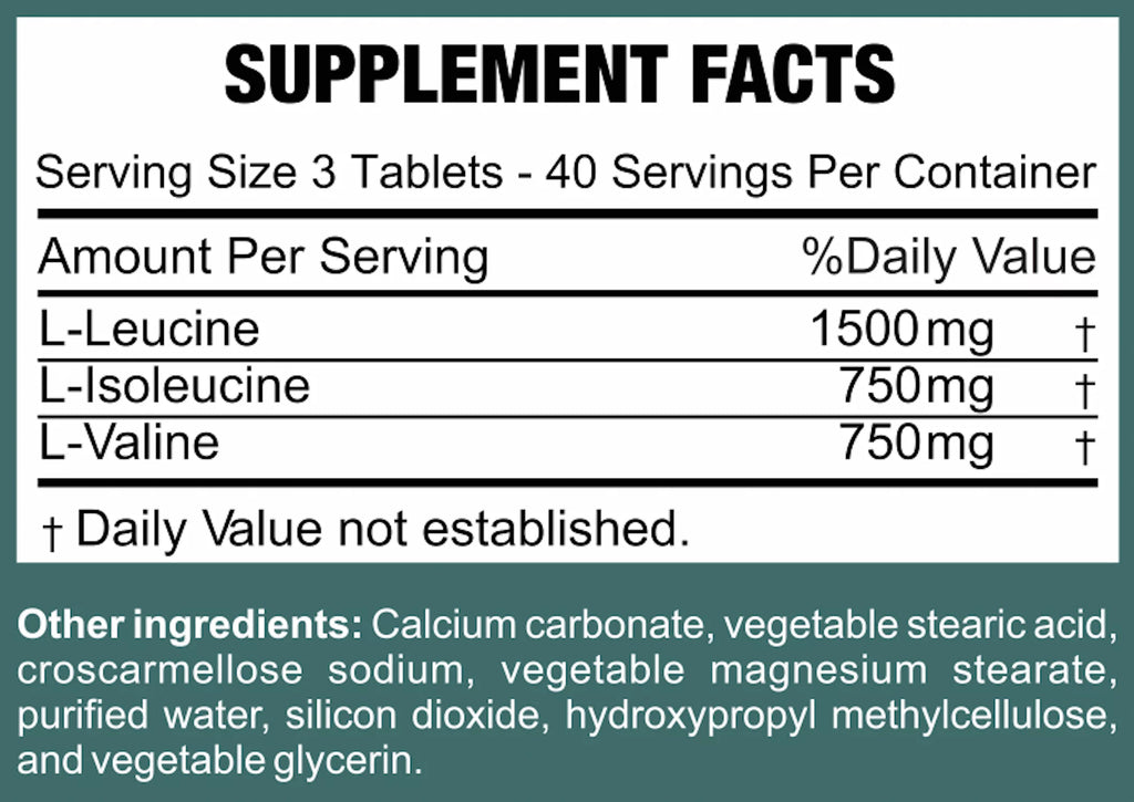 BCAA Tablets 1000mg 120 Pills 2:1:1 N222