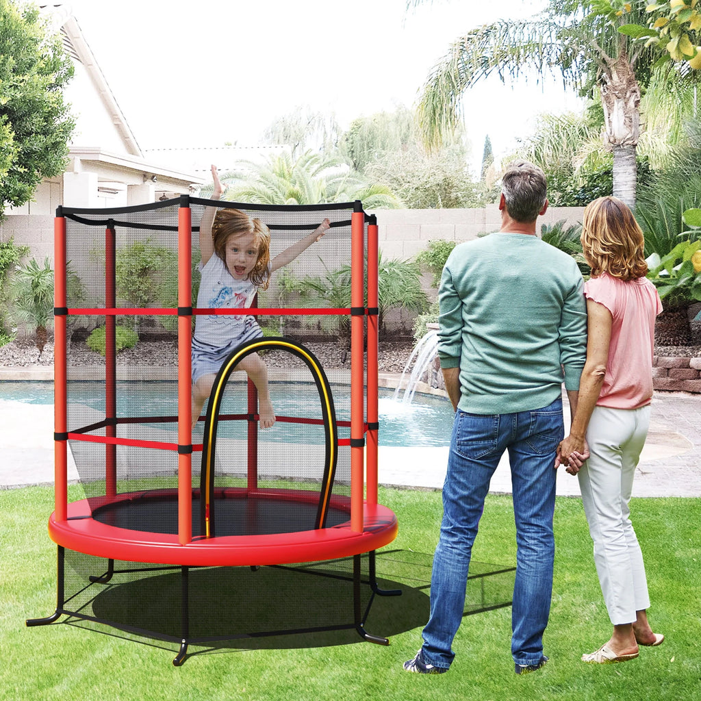 55 Kids Trampoline with Enclosure Net Green P752