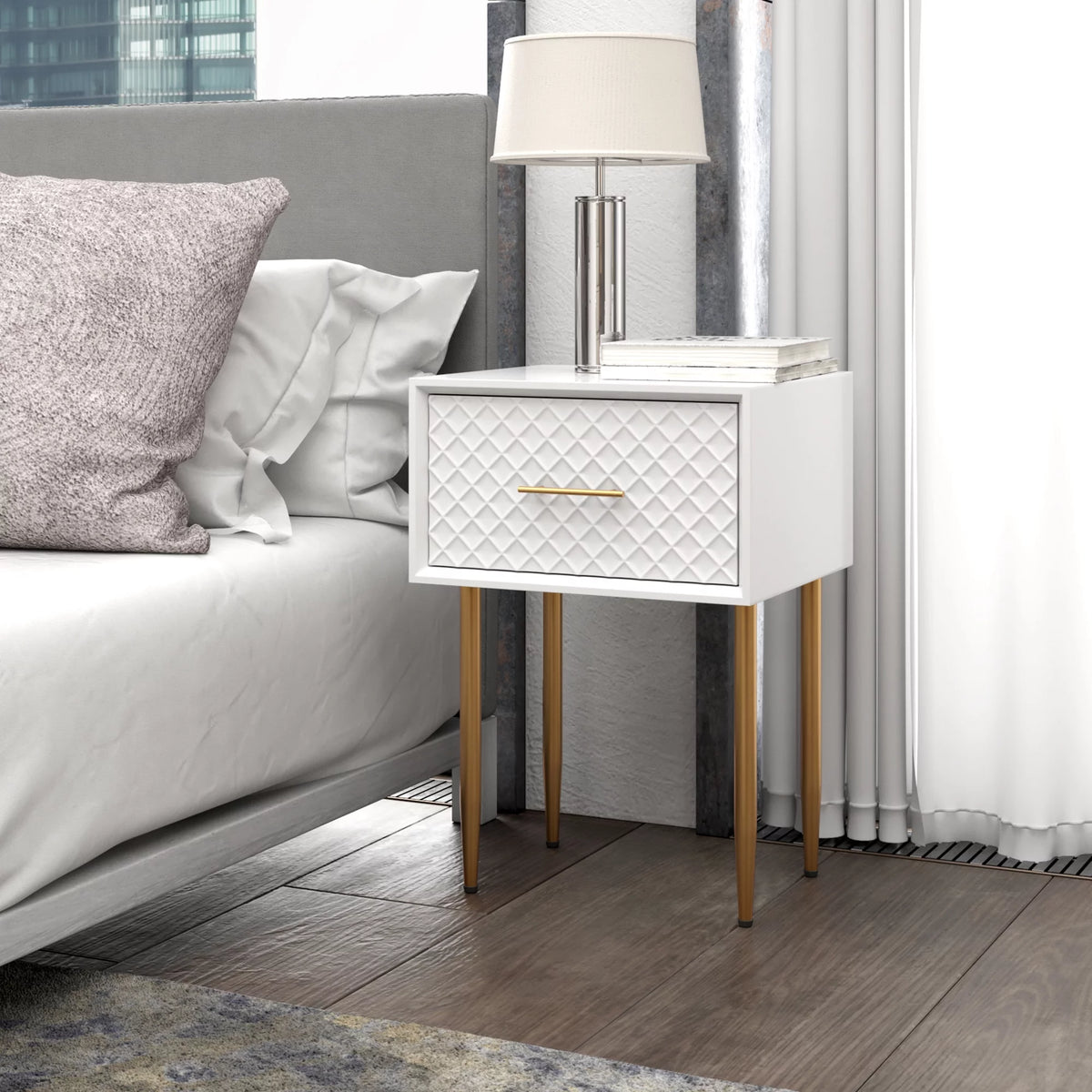 White Drawer Nightstand A473