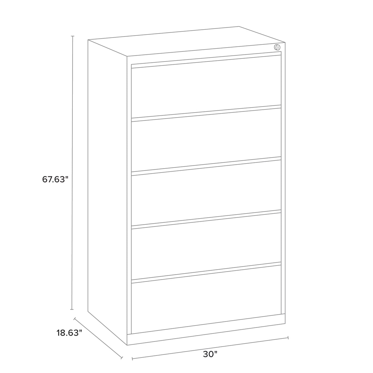 30 Inch Wide 5 Drawer Metal Lateral File Cabinet White V885146