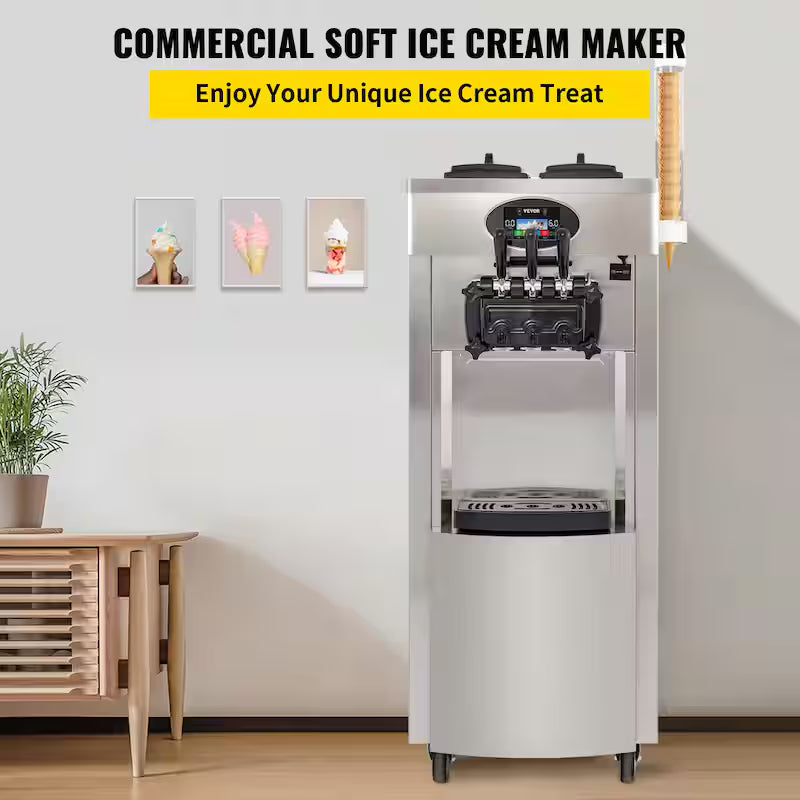 Commercial Soft Ice Cream Maker 3 Flavors 2200 W P40543