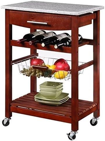 Pine Wood Rolling Kitchen Island Cart with Storage Q77853