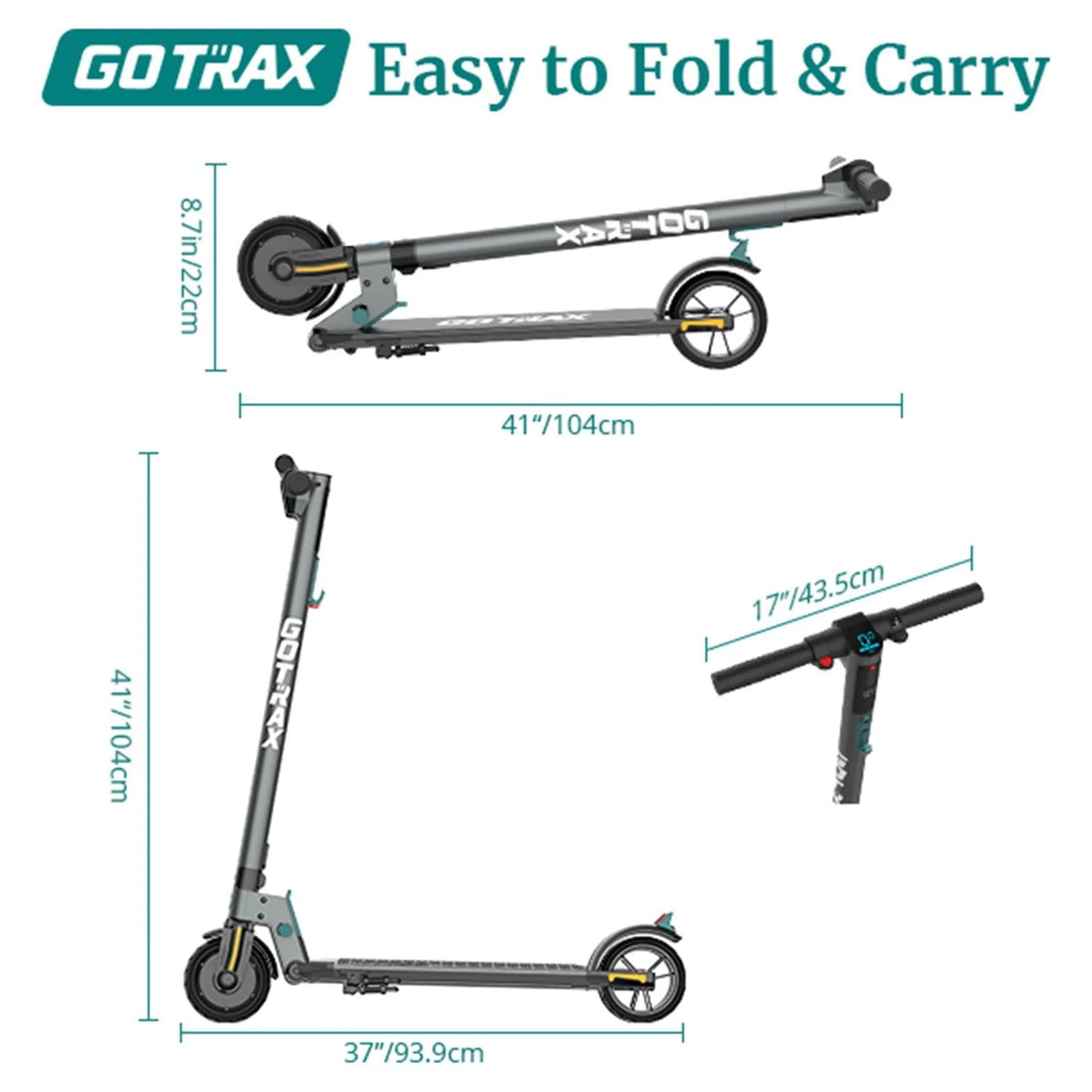 Foldable Electric Scooter with 6 Tires, 200W 12mph, Gray O490