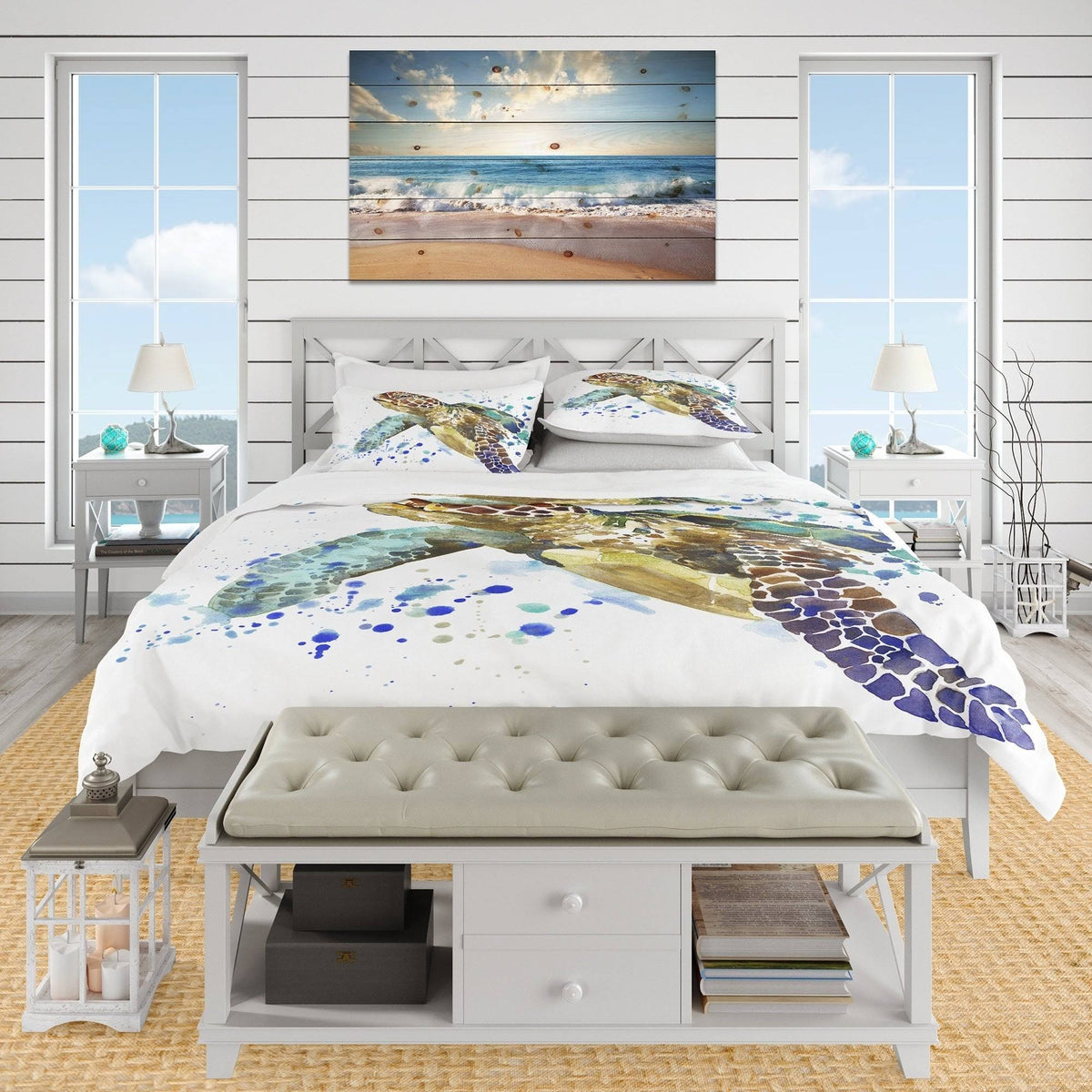 Blue Coastal Duvet Cover Set - Twin X136