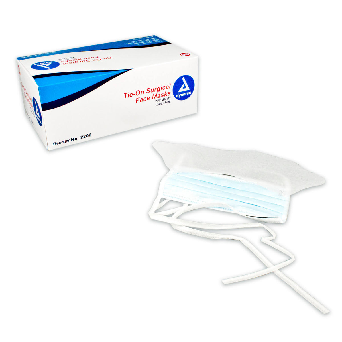 Blue Surgical Face Mask with Ties and Plastic Shield, Box of 50 F616