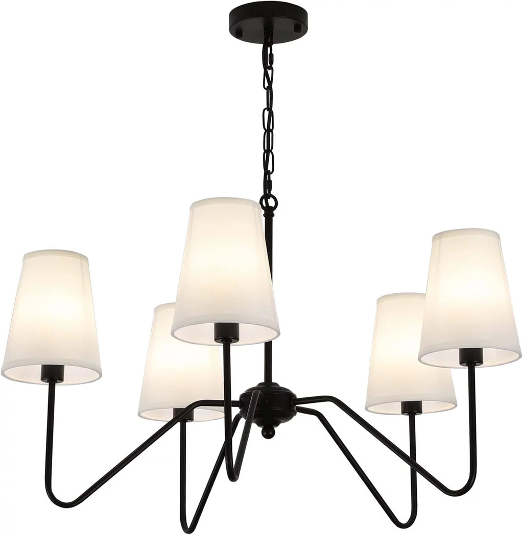 Modern 5-Arm Chandelier with White Shade M88838