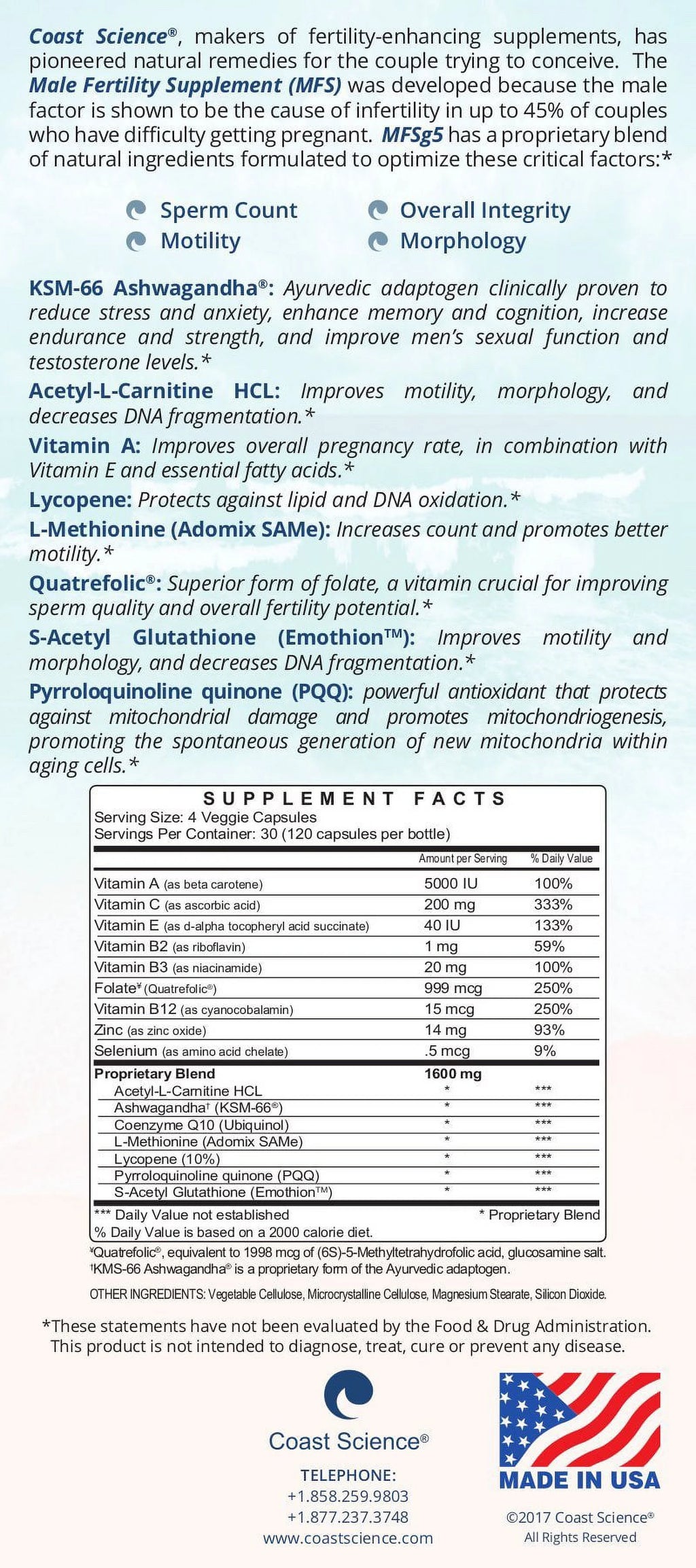 Male Fertility Supplement 120 capsules R867802