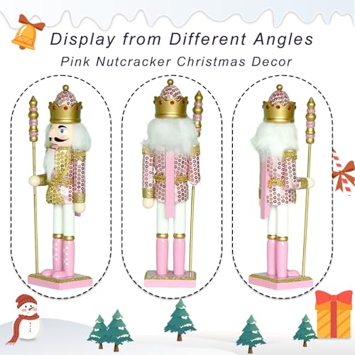15 Inch Pink Wooden Nutcracker Ornaments Q902