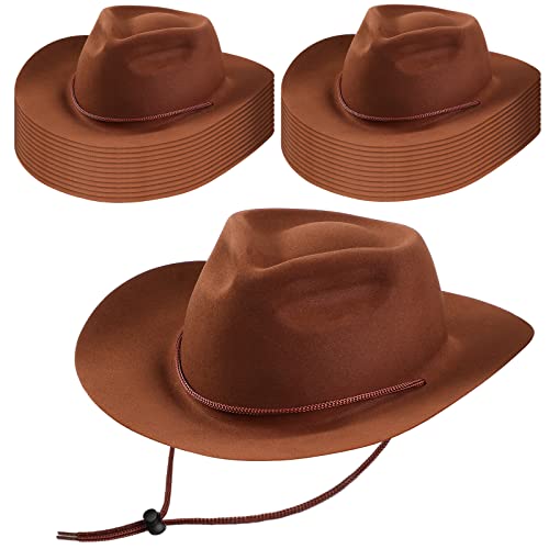 24 Pieces Disposable Plastic Cowboy Hat Set Felt Wide Brimmed J52523