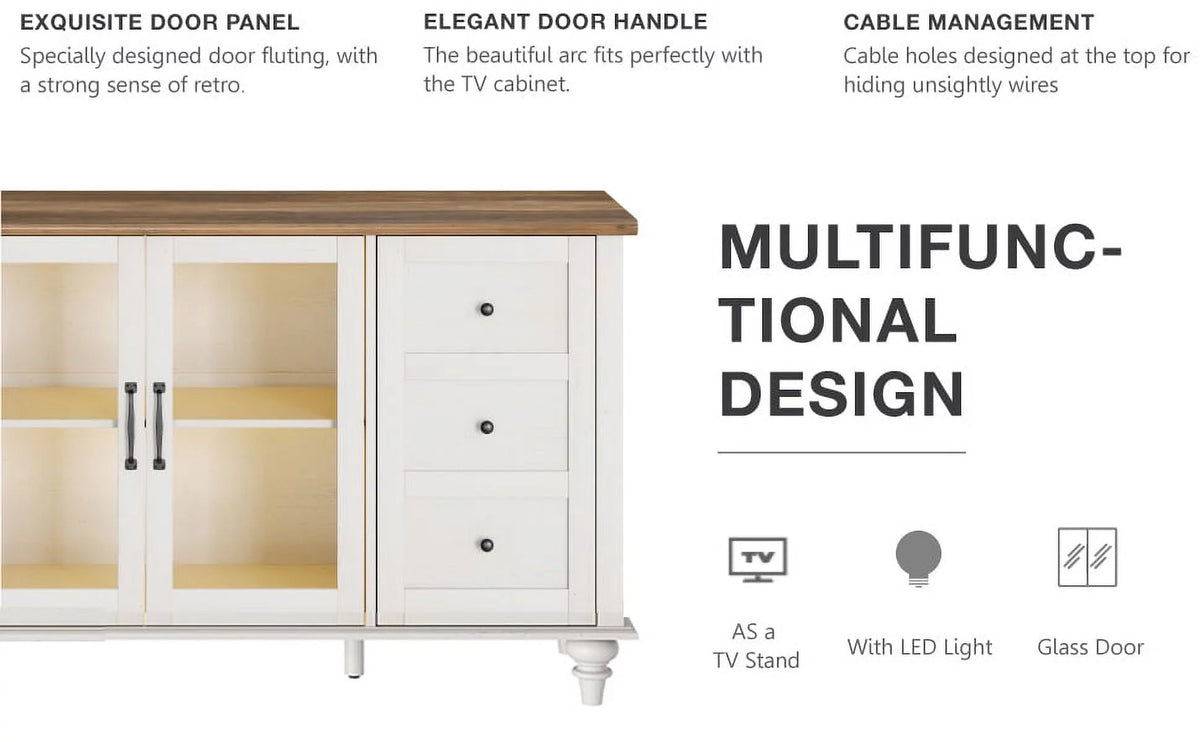 White Glass and Wood TV Stand for 85-110 inch TV D1920