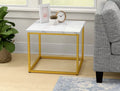 White Marble And Gold Square End Table with Metal Frame H531241