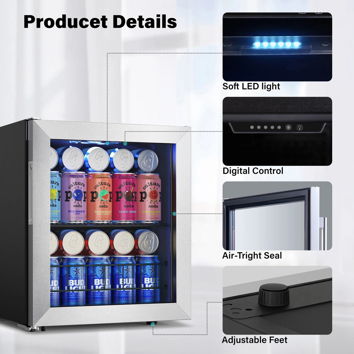 62-65 Can Glass Door Beverage Refrigerator G948