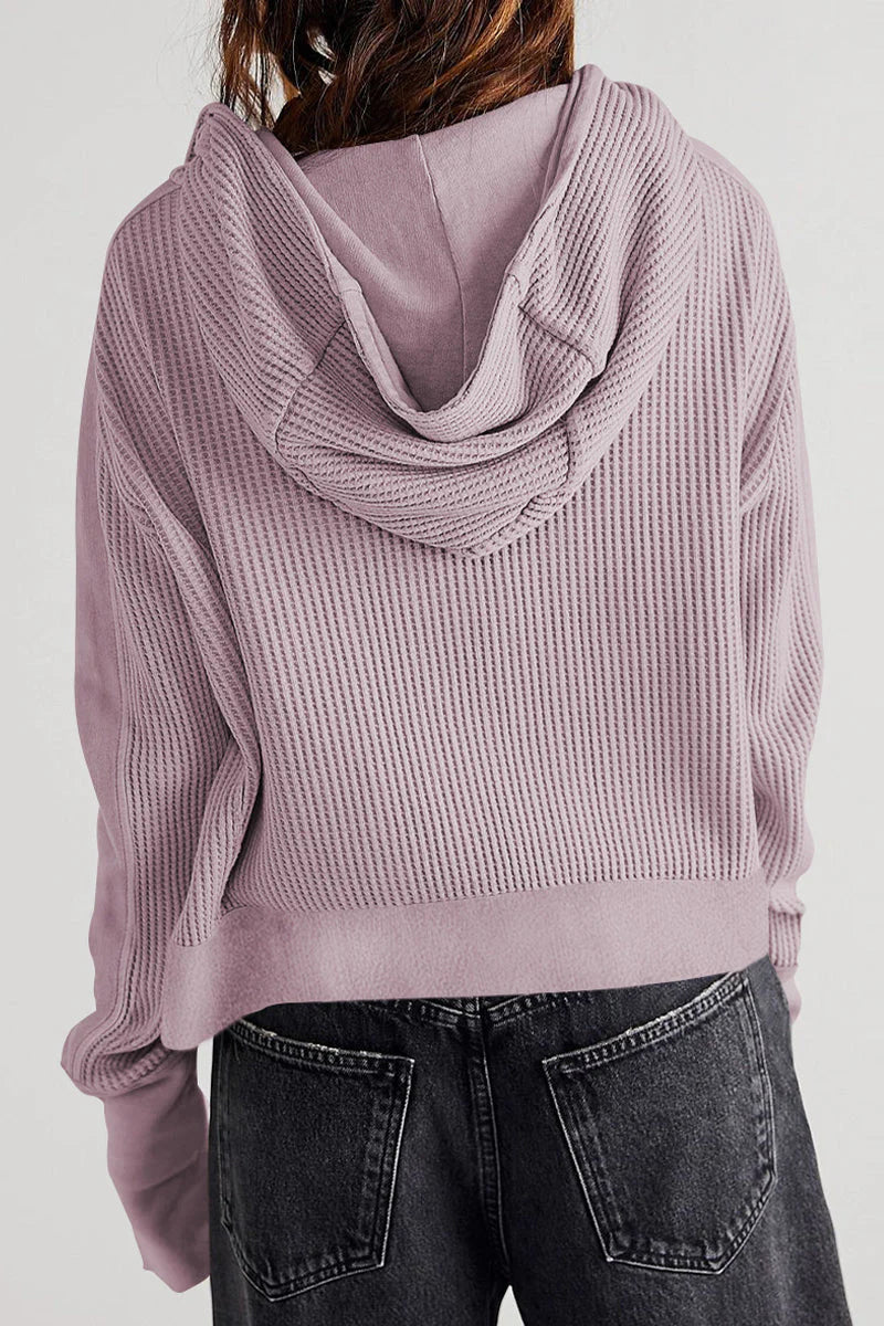 Solid Zipper Hooded Collar Outerwear A335698