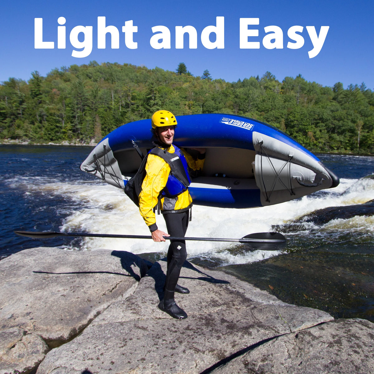 1 Person Lightweight Self-Bailing Inflatable Kayak with Paddle, Seat, Pump, Skeg E507
