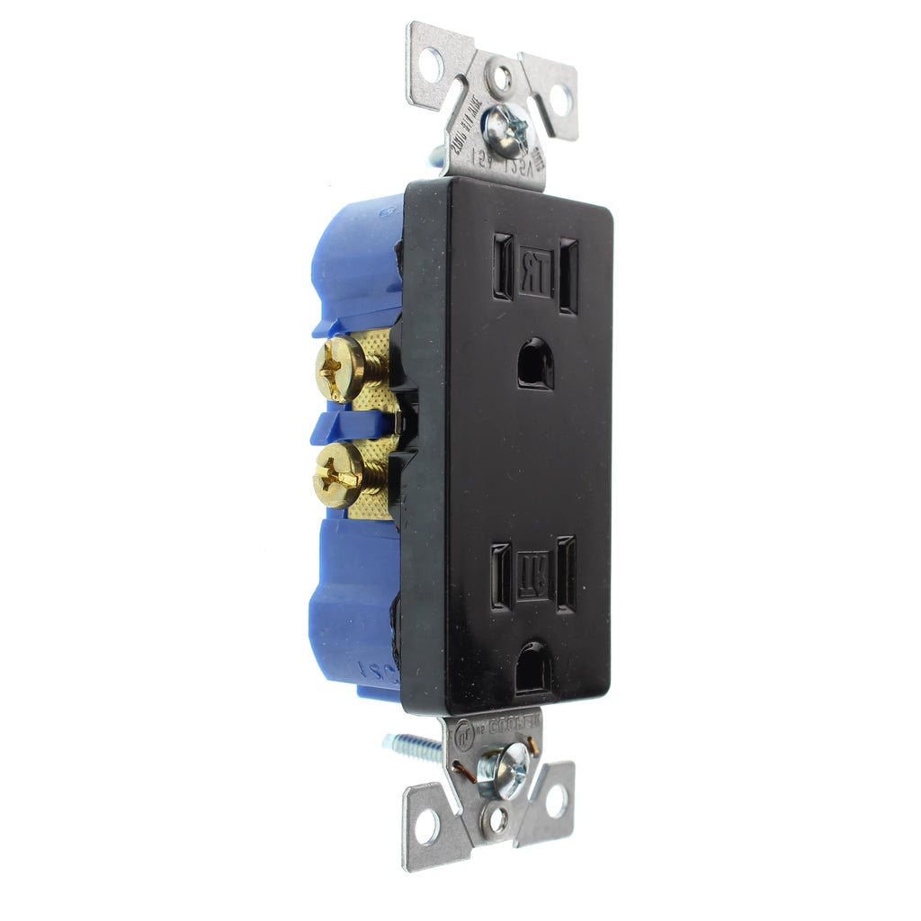 Duplex Decorator Receptacle Outlet, 15-Amp, 120-Volt, Black, 16-Pack N5639