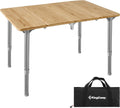 Bamboo Folding Camping Table with Adjustable Height N914152