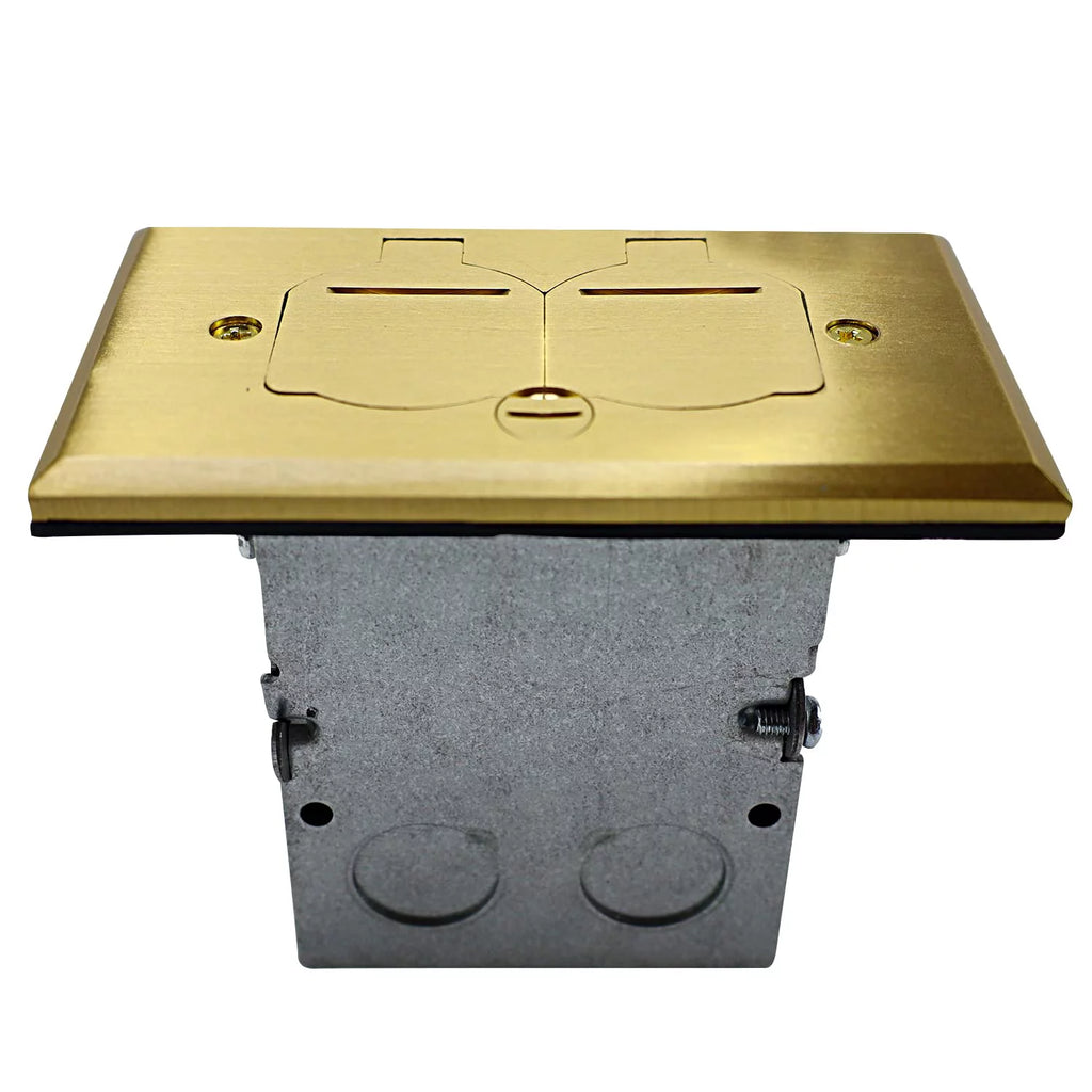 20A Tamper Resistant Recessed Floor Outlet with Flip Lid and Brass Cover X9580
