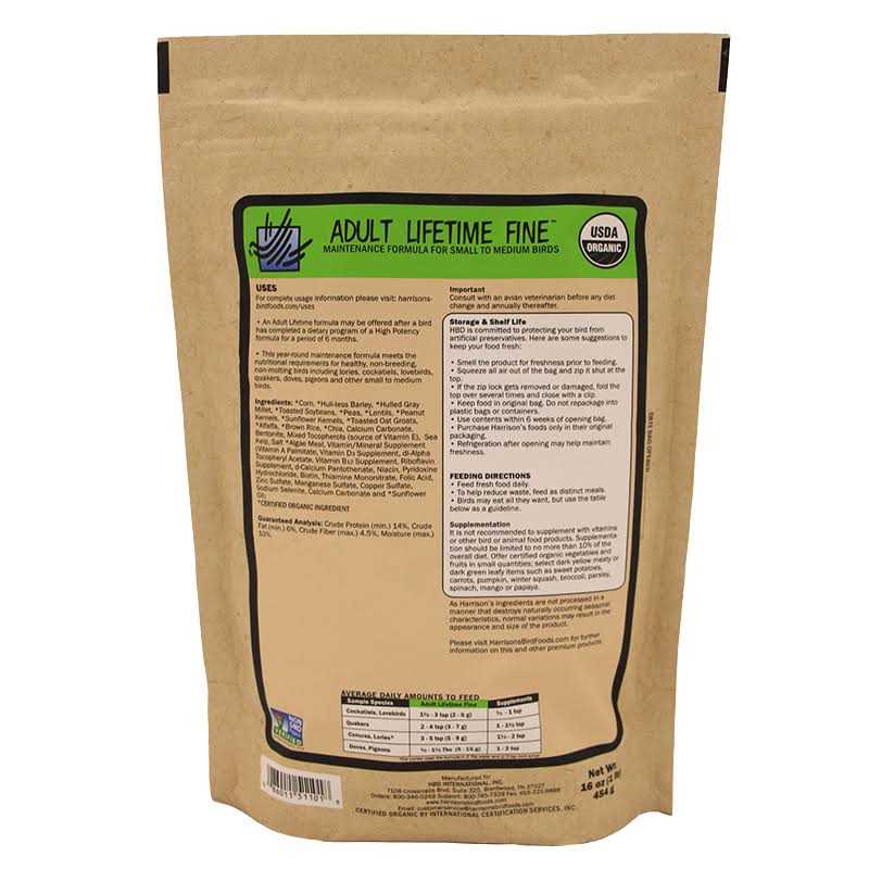 Adult Lifetime Fine Bird Food V127