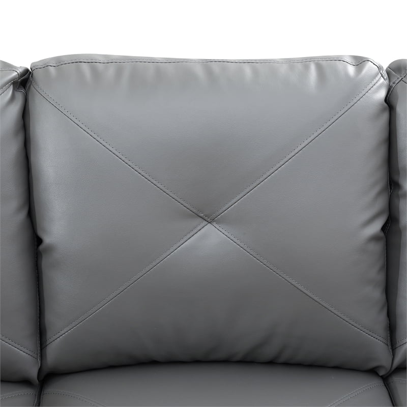 Faux Leather Left Facing Sectional Grey V706