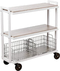 White 3-Tier Storage Cart with Caster Wheels H93389