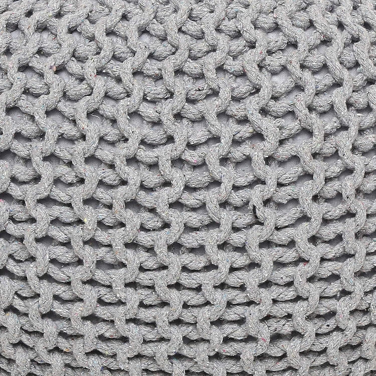 Round Cable Knitted Pouf Ottoman 18”x18”x14” Gray B986141