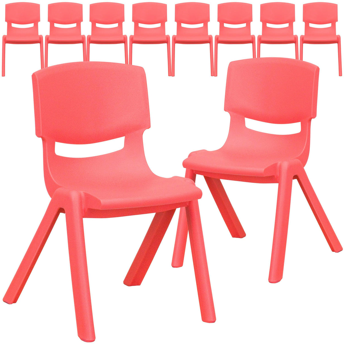 Red Plastic Stackable School Chair 10 Pk J954