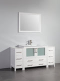 60 in. Single Sink White Ceramic Vanity Cabinet with Mirror L2130