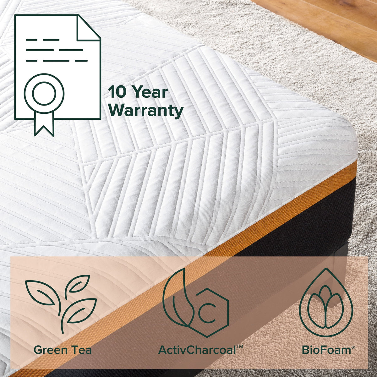 Queen Copper Memory Foam Pocket Spring Hybrid Mattress H525444