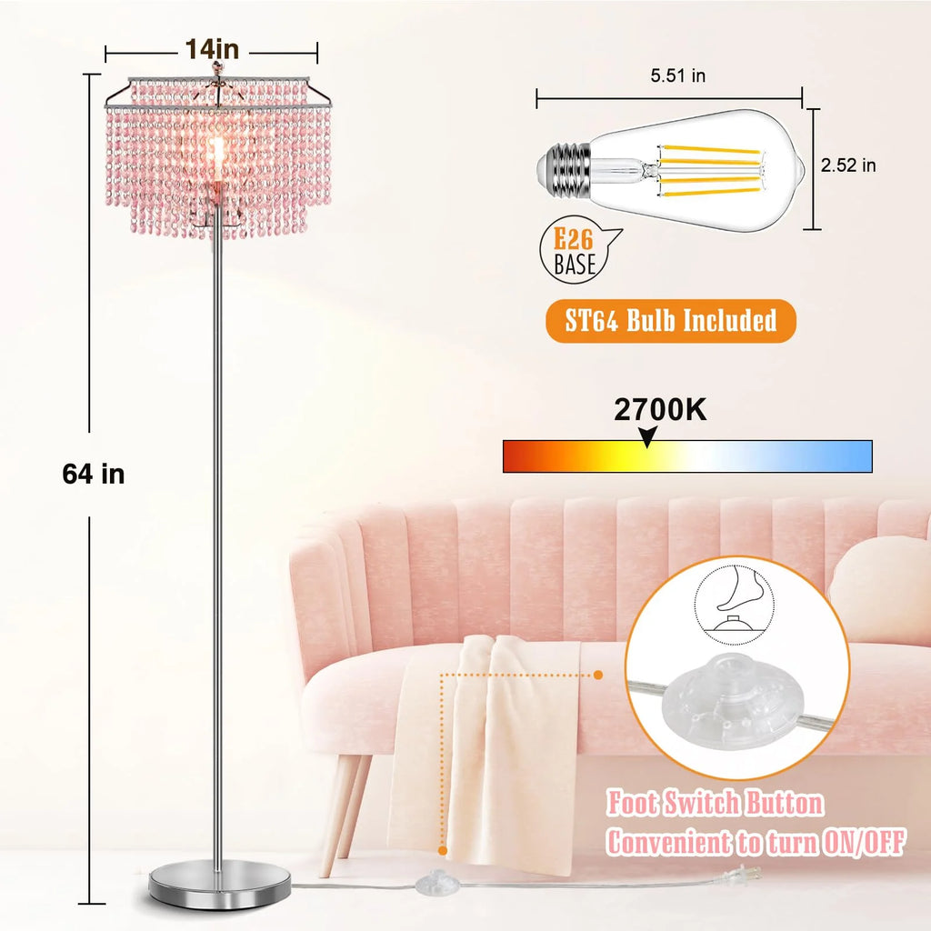 Pink Crystal Metal Floor Lamp F130