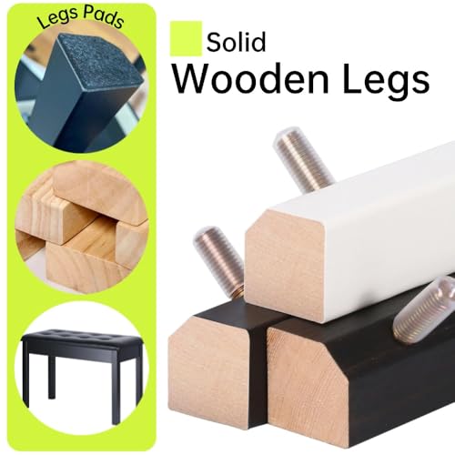 Solid Wood Padded Piano Bench with Storage X85461