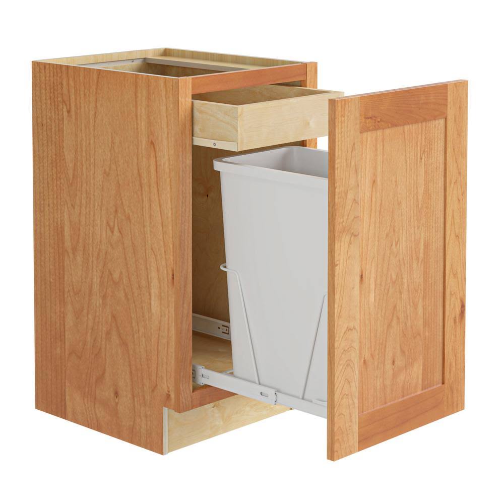 Stained Plywood Shaker Single Wastebasket Base Kitchen Cabinet O418606