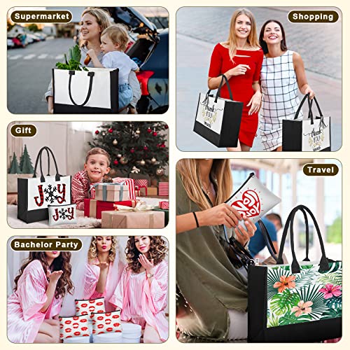 24 Pcs Black White Canvas Tote Bag Set D33751