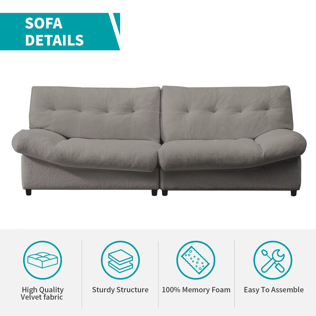 Lambs Wool Fabric 3-Seater Sofa Couch K90391