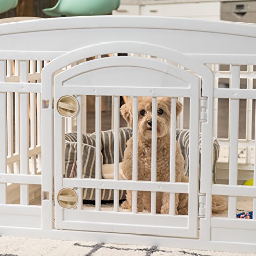 24" 4-Panel White Dog Playpen with Door Z261921