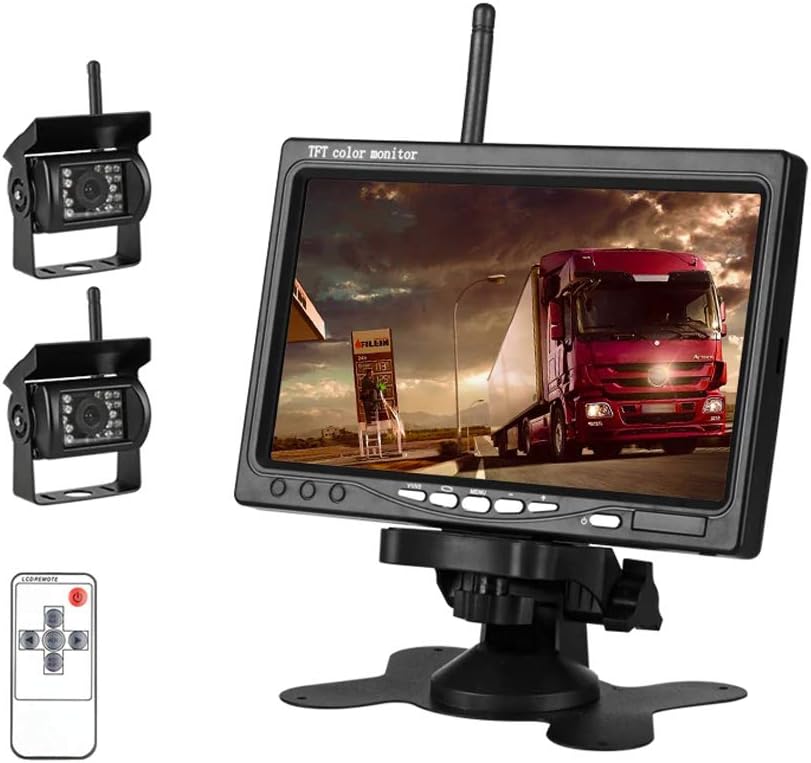 2pcs Wireless Vehicle Backup Cameras with 7 Monitor R991