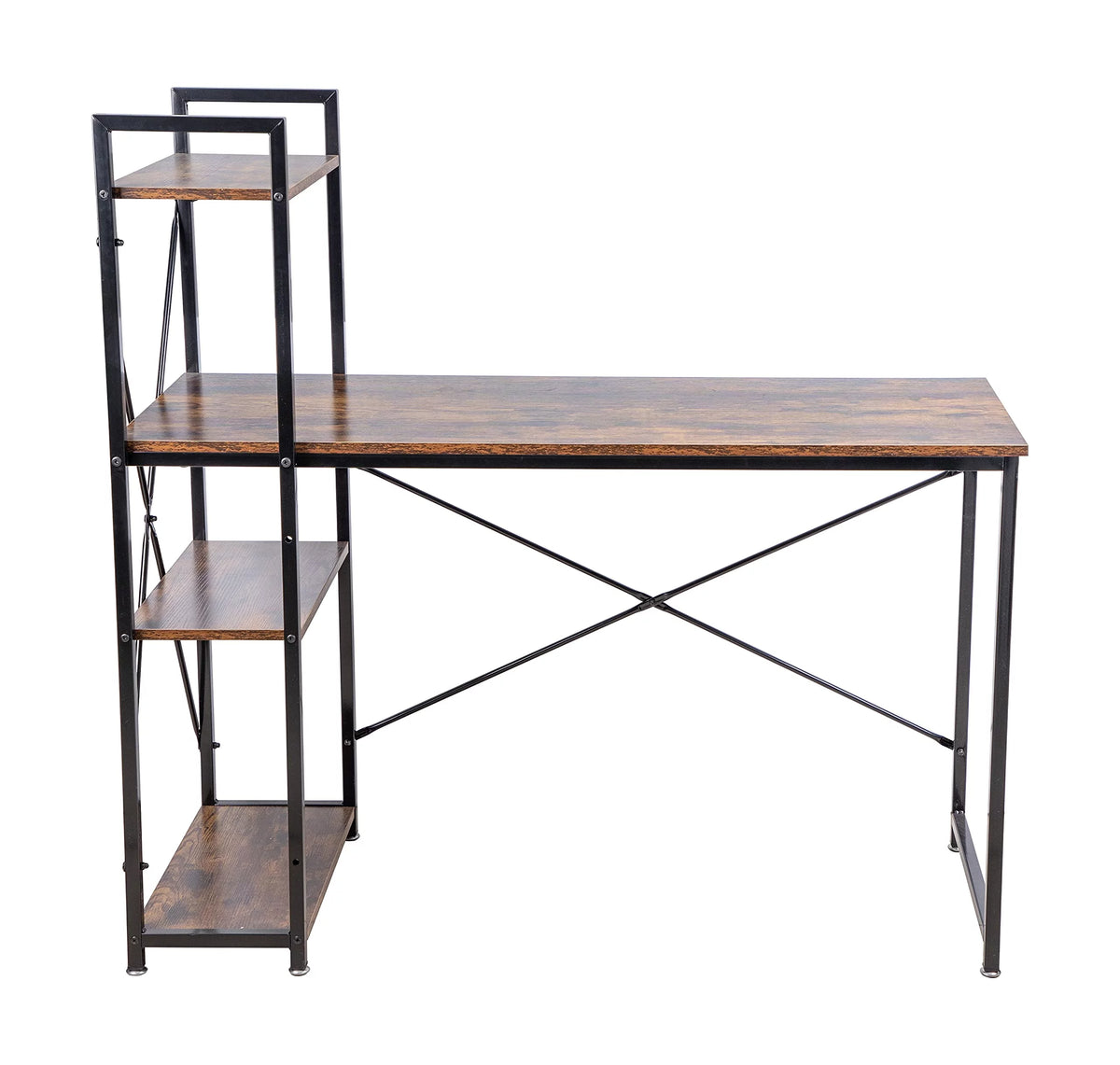 Black 47-inch Metal Computer Desk with 4-Tier Storage Shelves T175