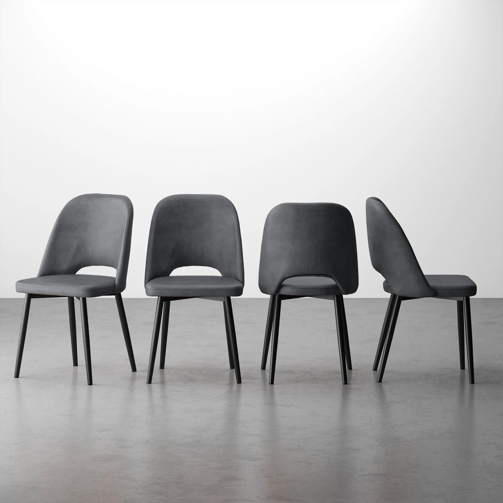 Black PU Leather Dining Chairs Set of 4 P6330