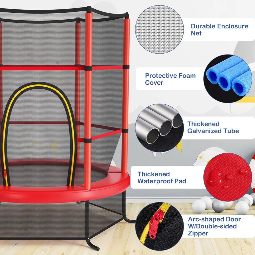 55 Kids Trampoline with Enclosure Net Green P752