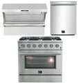 36 Inch Gas Range, Wall Mount Range Hood, Dishwasher G844